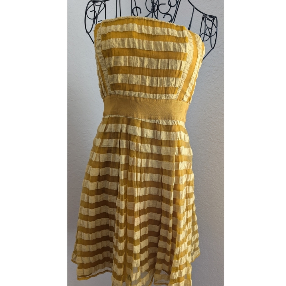 The Limited Golden Yellow Striped Fit And Flare Dress